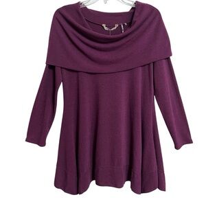Soft Surroundings B'Call Draped Cowl Neck Tunic Sweater M NWT Purple Asymmetric